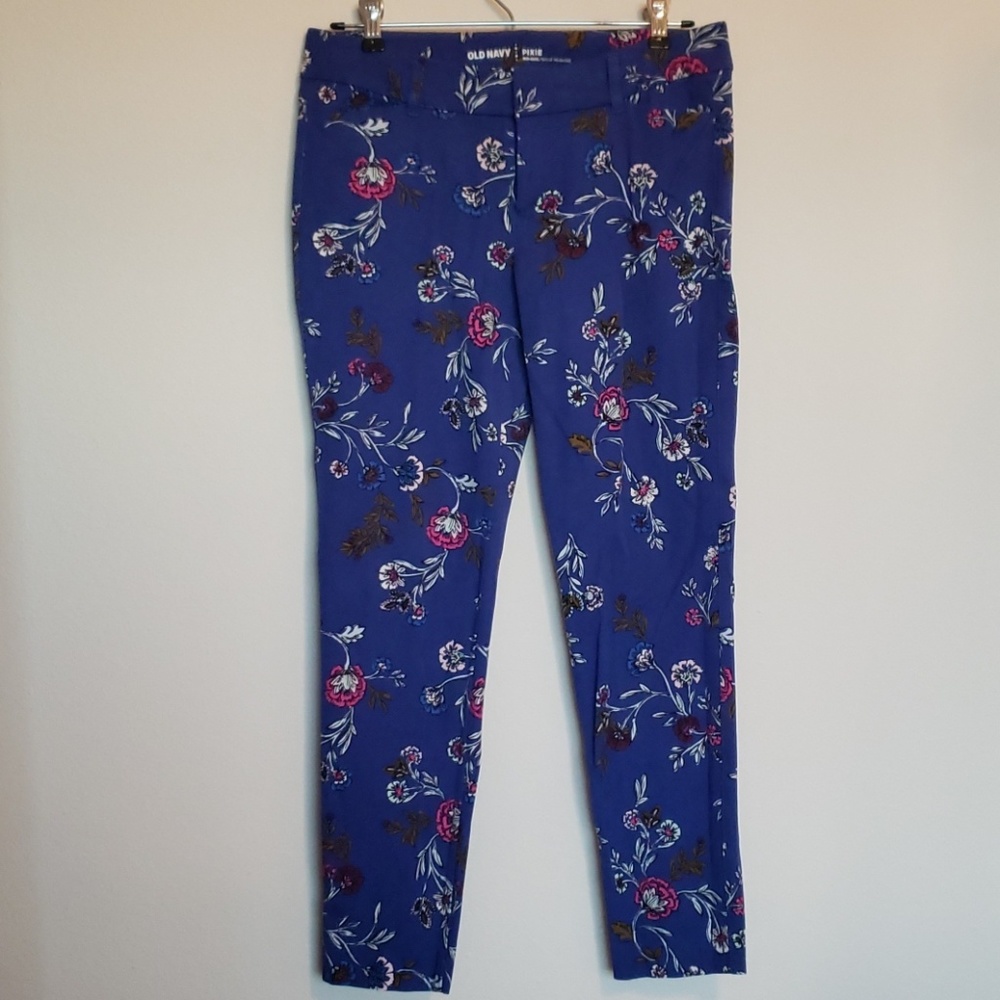 Old Navy Pixie Pants Size 4 Reg Blue Floral